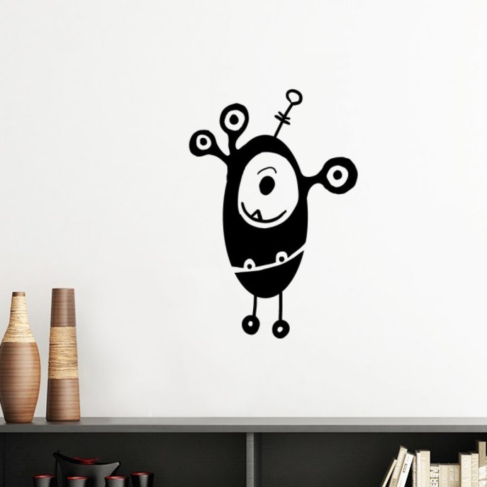 Sticker monstre amovible pour masquer les imperfections de mur et décorer en bleu
