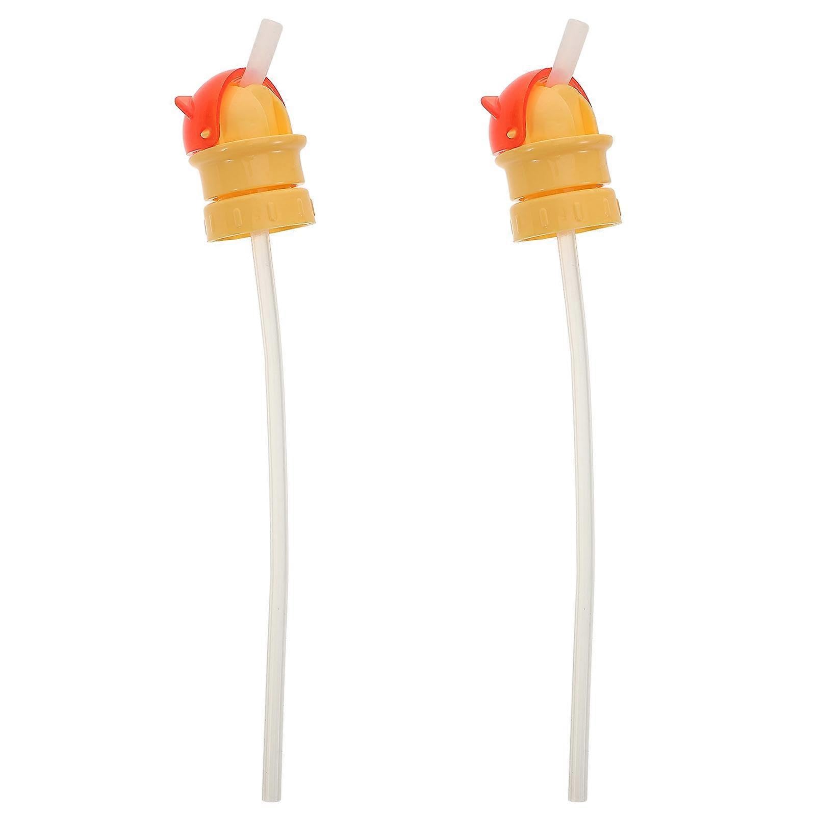 JOYHAPPST 2pcs Drink Straw Sippy Cap Plastic Water Cup Tool 2 in 1 Water Bottle Straw Cap