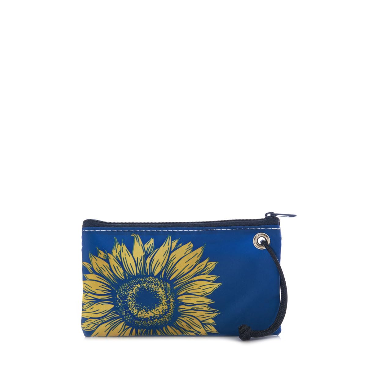 Sea Bags Recycled Sail Cloth Sunflower Wristlet, Zip Top, Wristlet Clutch, Zippered Wallet with Strap