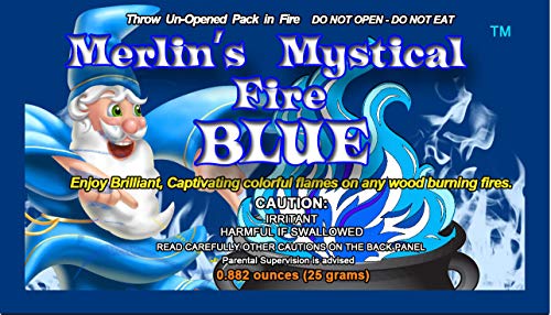 Mystical Fire Merlins Fire Blue Flame Colorant Vibrant Long-Lasting Pulsating Blue Flame Color Changer for Indoor or Outdoor Use 25 grams Packets 6 Pack