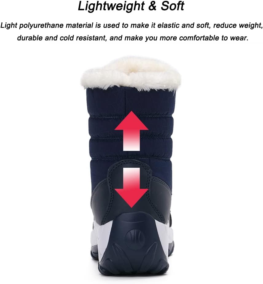 Maylrvjv Women's Snow Boots Winter Warm Waterproof Anti-Slip Lightweight Lace Up Boots Ladies Casual Outdoor Mid Calf Boots