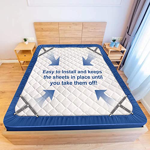 Jbyamus Bed Sheet Straps, Easy To Install Sheet Straps, Fitted Sheet Clips, Three-Way Sheet Fasteners, Say Goodbye To The Messy Sheets (Gray-4 Pcs) #TOP1