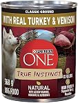 Purina ONE Classic Ground True Instinct Wet Dog Food, Turquie & Vénison - 368 g Can (12 Boîte)