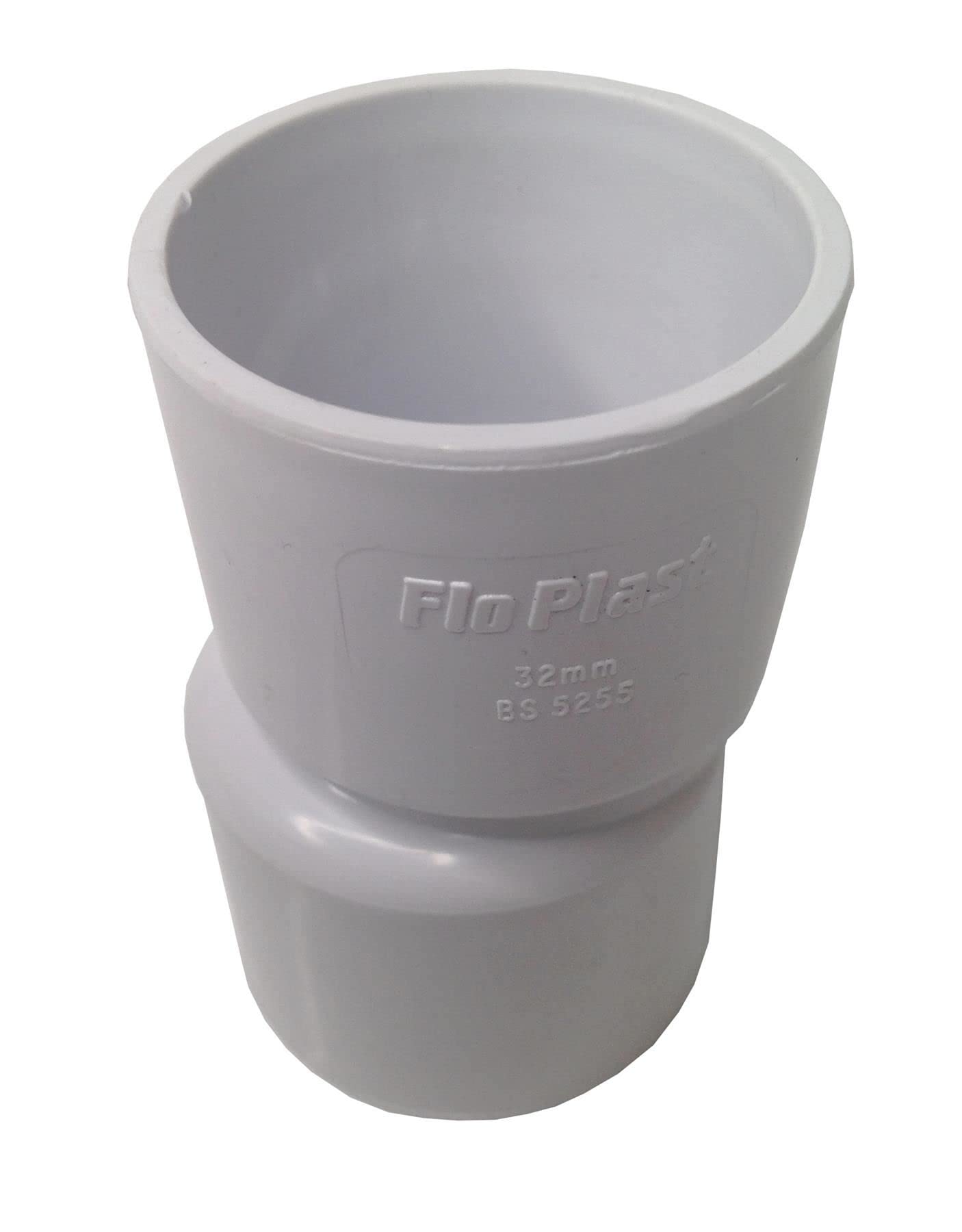 Solvent Weld White 40mm (43mm) x 32mm (36mm) Eccentric Waste Pipe Fitting Reducer - Pack of 2