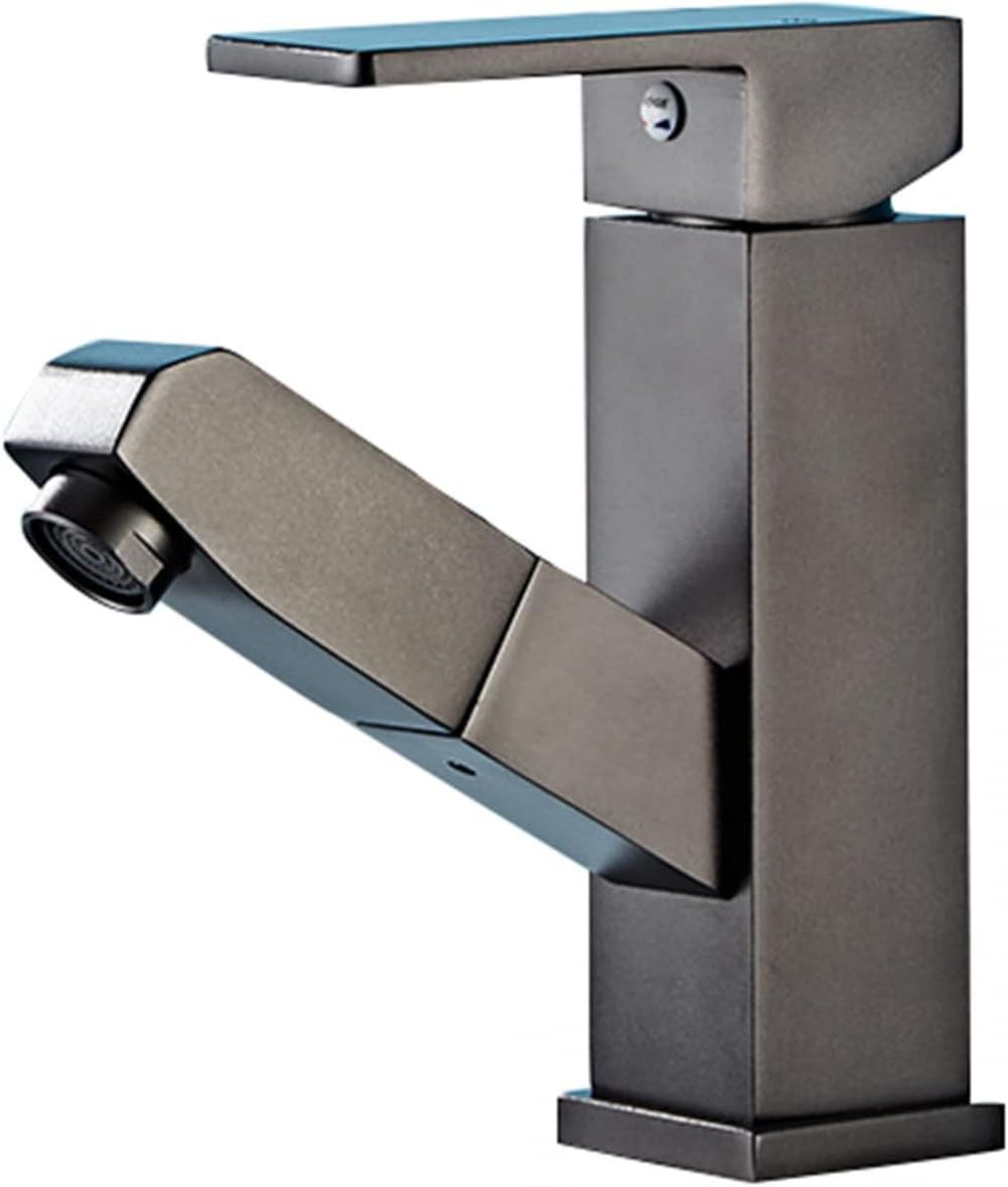 Mitigeur de salle de bain gris haut de gamme robinet extractible à poignée unique pour évier chic