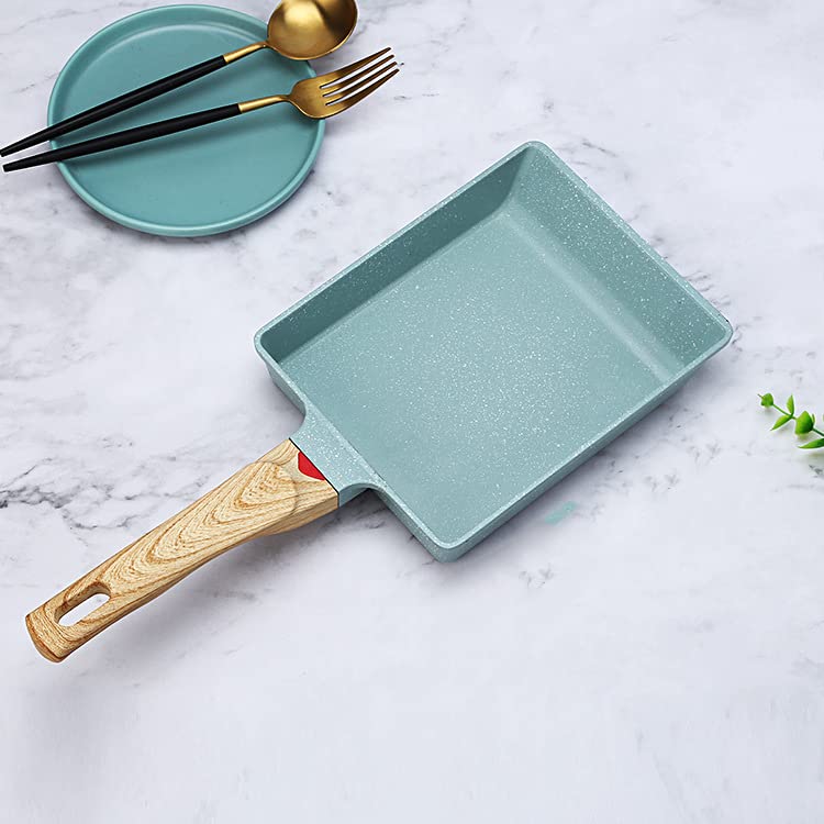 Image of HARI Japanese Tamagoyaki Egg Pan (8 x 6 Inch) | Non-Stick Omelette Pan | Rectangular Frying Pan for Egg Rolls, Omelettes, Pancakes, Sandwiches, Breakfast & Kitchen Cooking (Blue)