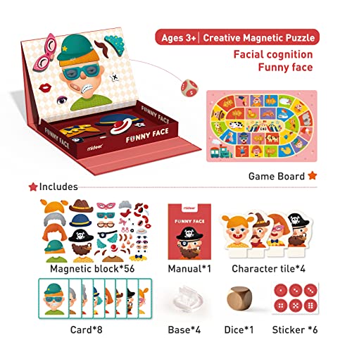 Mideer Magnet Toys Kids Magnetic Puzzle Boxes For Kids Age 3-8,Face Magnetic Game Puzzles For Kids Ages 4-8 With Game Board,Toddlers Preschool Toy Fridge Magnets,Funny Face #TOP5