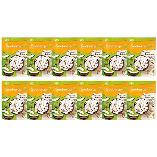 Seeberger Kokoschips, Knusprige Kokosstreifen aus Westafrika - lecker und aromatisch - sozial & nachhaltig produziert - naturbelassen - ungesüßt, vegan (12 x 110 g)