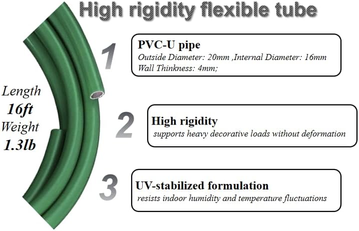 Flexible Tube for Artificial Flowers, Tube Pipe for Fake Flowers, Prop Building, Balloon Arches, Pipe Stem Tubing for Floral Wedding Decor, DIY Arts (Green(16ft+1Scissor+1Green base))