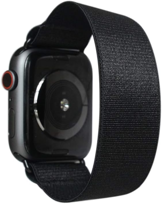 Tefeca Black Satin Elastic Compatible/Replacement Band for Apple Watch