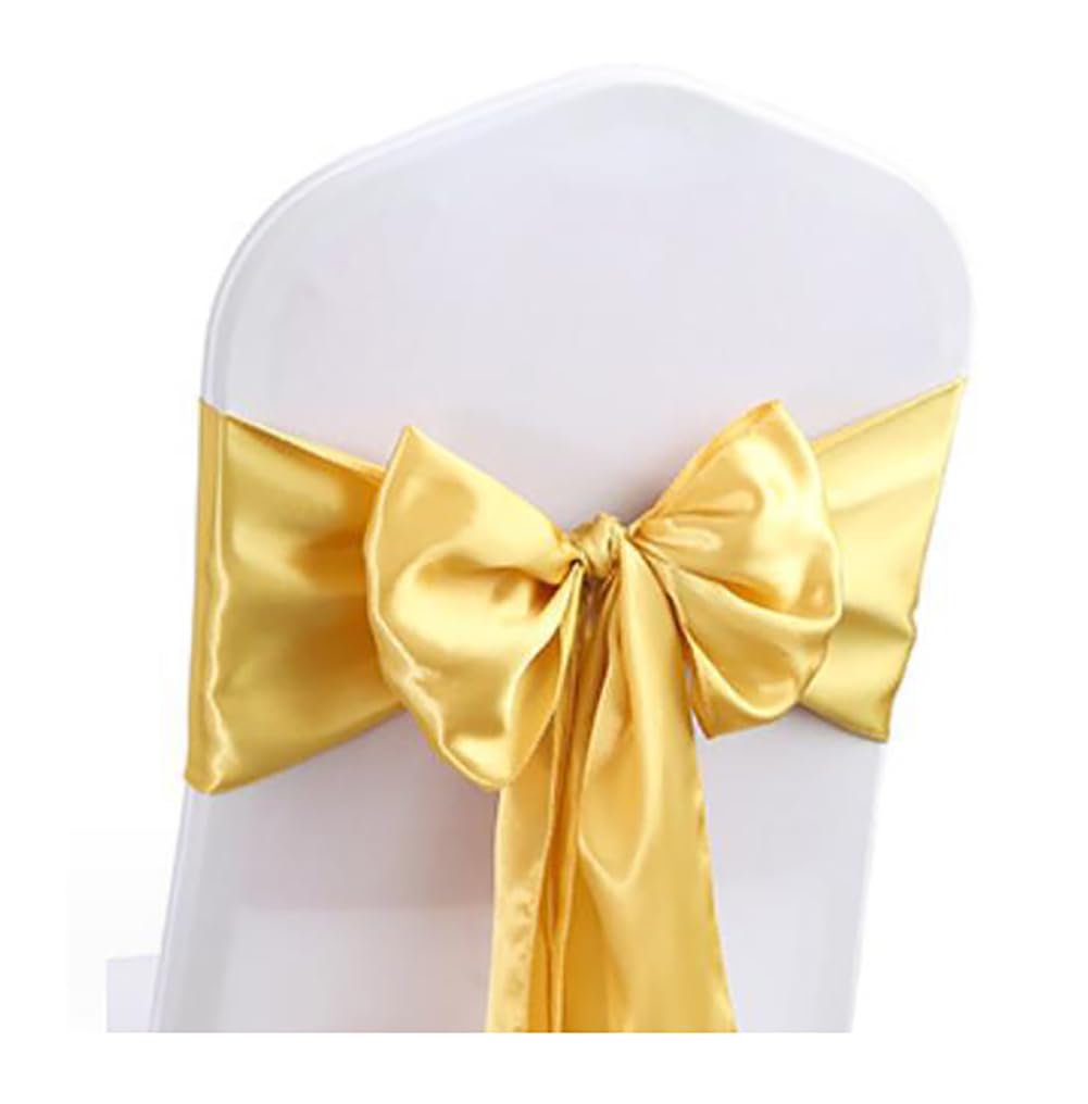 Satin Chair Bows 17 x 275 cm Wedding Decoration Chair Sash Bow Ties Satin Sashes Chair Bows for Wedding Banquet Birthday Party Hotel Home