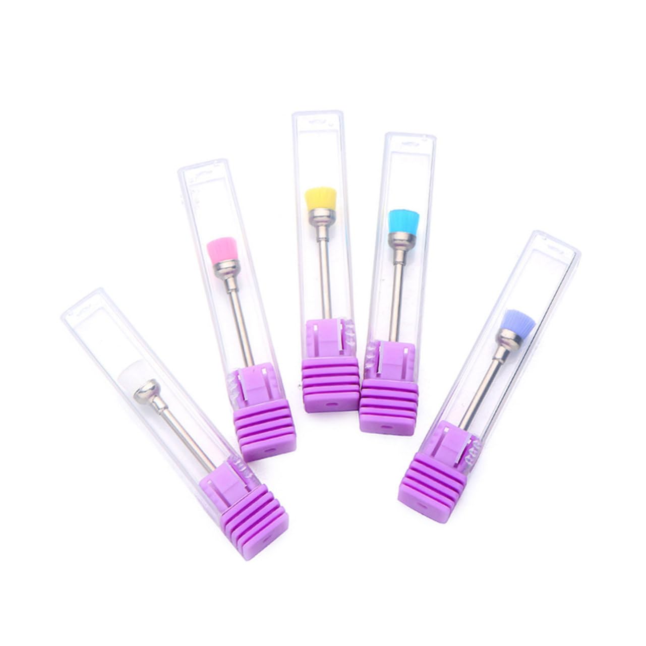 Healeved 15pezzi Spazzole Per Punte Unghie Professionali Per Manicure e Pedicure Rosa e Giallo Per La Rimozione Della e La Punte Per Trapano Unghie