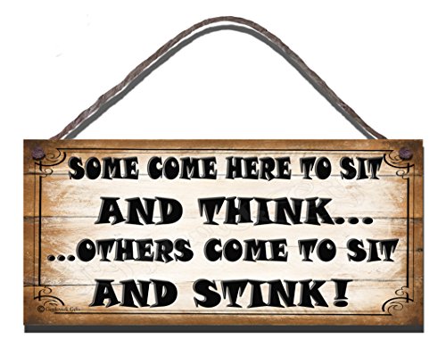 Gigglewick Gifts Wooden Funny Sign Wall Plaque Gift Present Toilet Bathroom Some Come Here To Sit And Think Others Come To Sit And Stink