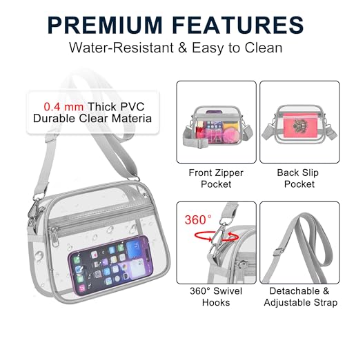 Image of Oraben Clear Bag for Stadium Events Clear Purse Stadium Bag Satchel Handbags for Sports Events Concerts Festivals | Stadium Approved