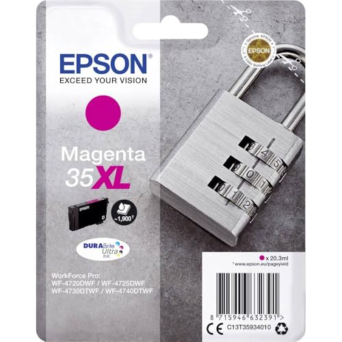 Epson 35XL Cadenas Jaune, Cartouche d'encre d'origine XL Haute capacité, WF-4720DWF, WF-4725DWF, WF-4730DTWF, WF-4740DTWF