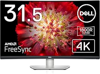 Dell S3221QS 32 Inch Curved 4K UHD, VA Ultra-Thin Bezel Monitor, AMD FreeSync, HDMI, DisplayPort, Built in Speakers, VESA Certified, Silver