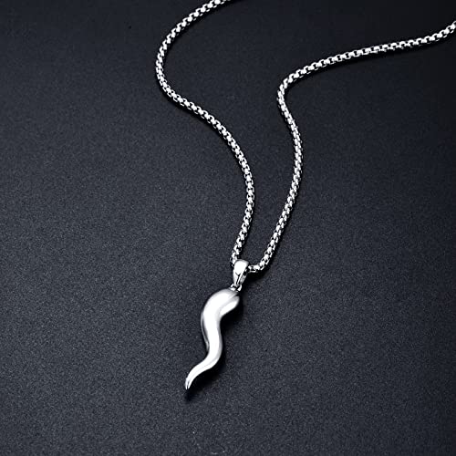 925 Sterling Silver Italian Horn Good Luck Pendant Necklace for Men Women Protects Us Amulet Jewelry Gift for Christmas Valentine's Day, Mother's Day4
