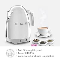 Vista 3 de SMEG 7-Cup Variable Temperature Electric Kettle - Retro Style Aesthetic with Advanced Technology - Stainless Steel, 1400W, 120V, 360° Swivel Base
