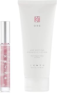ZENTS Attar Fragrance & Lotion Set (Ore) | Roll-On Perfume for Travel & Long-Lasting Scent | Age-Defying Hyaluronic Probiotic Lotion with Shea Butter & Vitamin E | 0.33 oz & 6.4 fl oz
