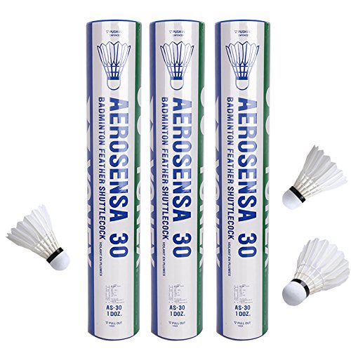 Yonex Aerosensa 30 Badminton Feather Shuttle Cocks (3 Packs - 36 Shuttles)