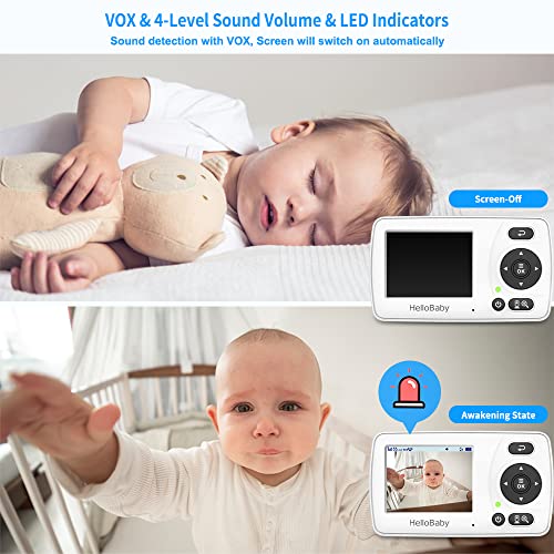 HelloBaby Baby Monitor, Upgrade Video Baby Monitor No WiFi for Privacy, Infrared Night Vision Camera,ECO Mode,Lullaby,Digital 2X Zoom,Alarm Function (HB30 new) - Image 5