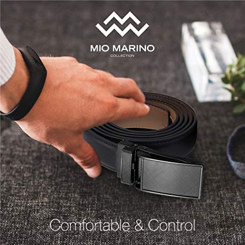 Image of Marino Avenue Ratchet Belt for Men. Adjustable Leather Dress Belt with 38 Easy to Click Into Place Ratchet Closures.