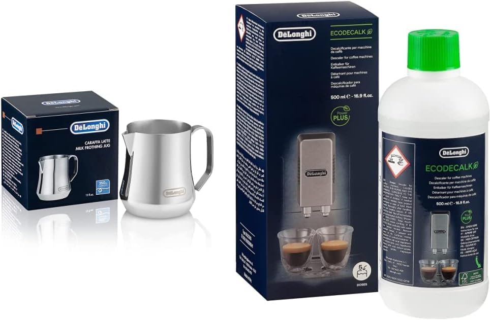 De'Longhi DLSC060 Milk Frothing Jug, 12 Oz, Stainless Steel