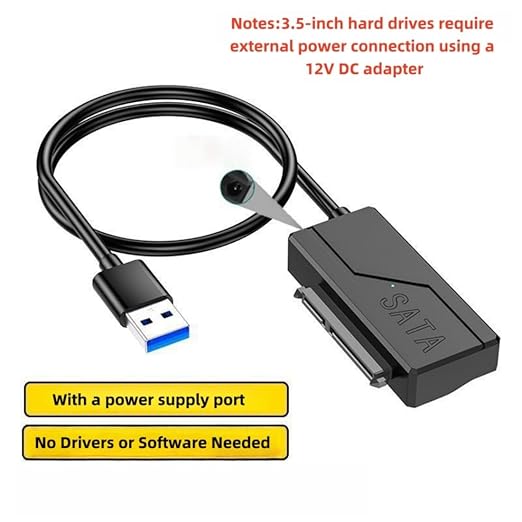 Cable adaptador USB 3.0 a SATA para HDD/SSD 2.5/3.5 pulgadas miniatura 3