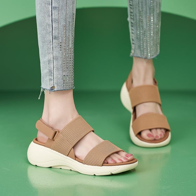 Sandalias de mujer cómodas de verano tipo pantuflas con plataforma sin cordones 4