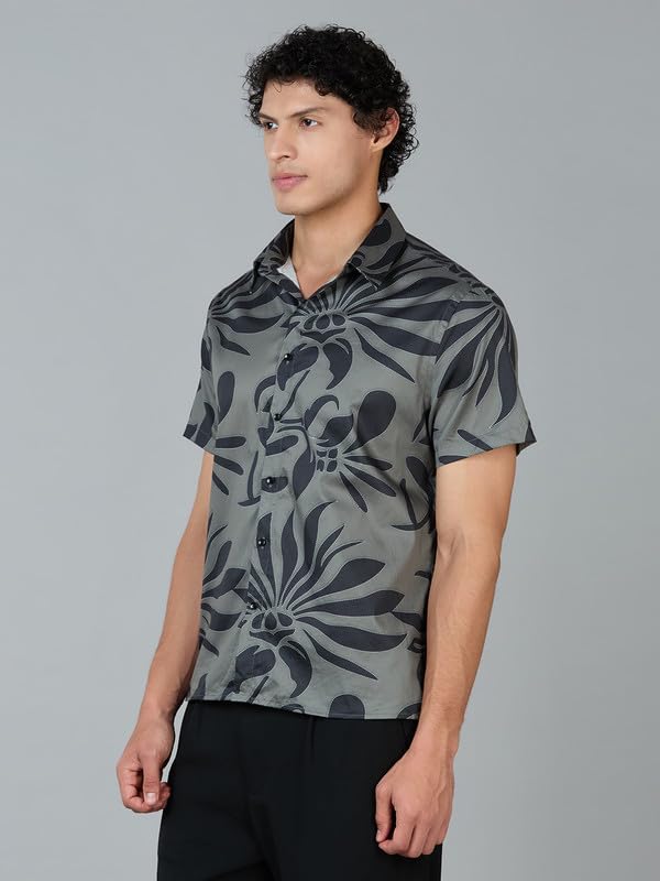 Image of MARK & ALBERT Men's 100% Cotton Printed Half Sleeves Regular Fit Shirt for Men