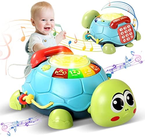 MOGEDYS Baby Toys 6 to 12 Months Learning & Crawling Musical Toddler Toys, Early Educational Tummy Time Toys W/Lights & Sounds, Pretend Phone Gift for 1 Year Old Boy Girl