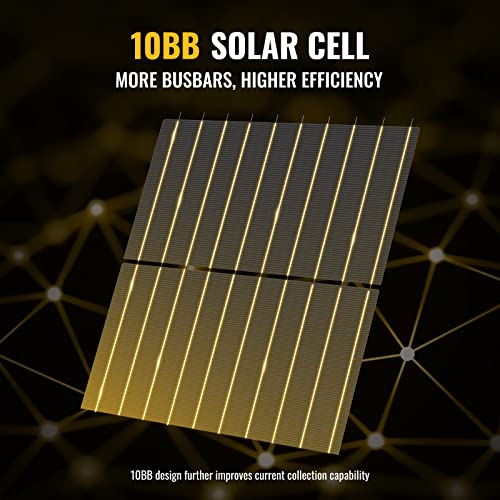 Image of BougeRV Bifacial 800 Watts 10BB Solar Panel, 23% Efficiency All Black Design Monocrystalline Technology Work with 12 Volts Charger for RV Camping Home Boat Marine Off-Grid (BIFACIAL 2PCS 400W)