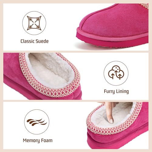 Image of Women's Slippers Fuzzy Cozy Short Ankle Shoes Indoor and Outdoor Mules Furry Warm House Slippers for Woman Cute Fluffy Clogs