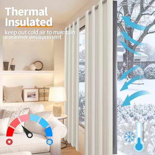 Image of YoungsTex Linen Blackout Curtains 72 Inches Long for Bedroom, Thermal Insulated Black Out Drapes with Grommet for Living Room Window Energy Saving, 2 Panels, 52 X 72 Inch