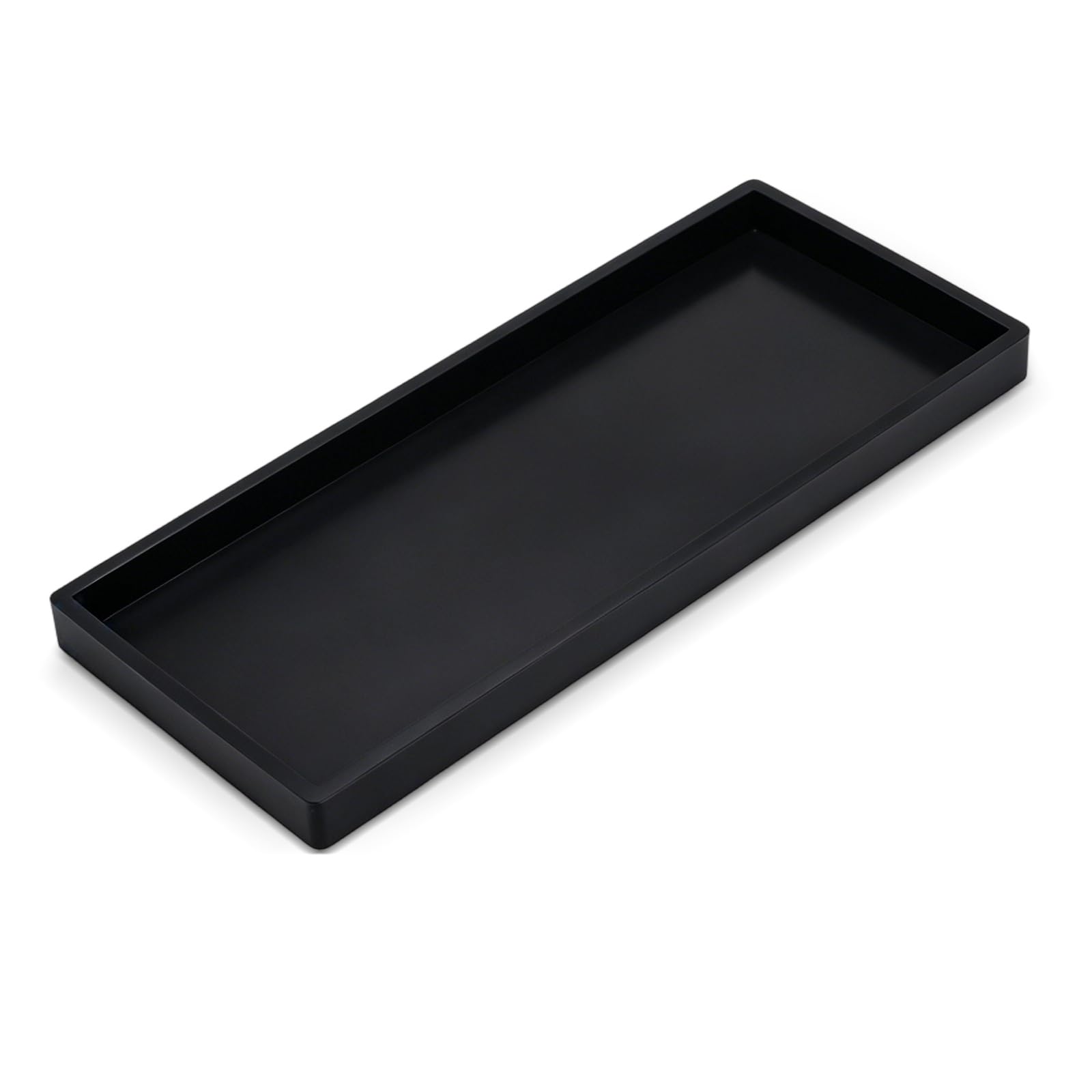 Black Bathroom Tray Organizer, 11.81" X 4.9" Silicone Rectangular Vanity Tray for Sink, Soap Dish & Countertop Storage for Candles, Keys, Jewellery & Accessories