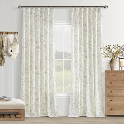 108 Inch Curtains Memory Trained Pinch Pleated Semi Sheer Green Curtain