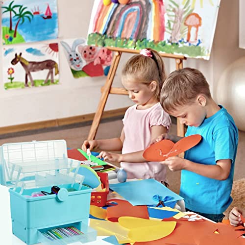 Stahmfover Large Plastic Storage Box With Drawer, 3-Layers Handled Portable Folding Organizer (Light Pink) #TOP5