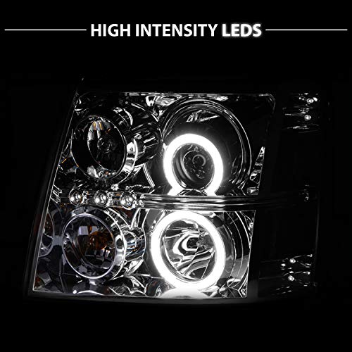 Amerilite For 2003-2006 Cadillac Escalade Hid Model Xtreme Led Halo Ring Black Projector Replacment Headlights Set - Passenger And Driver Side #TOP5