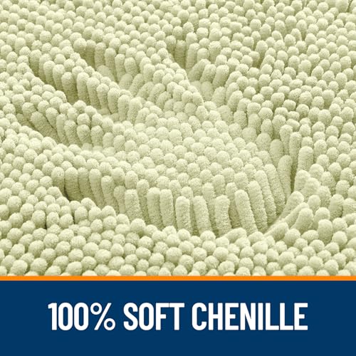 Image of OLANLY Bathroom Runner Rugs 59x20, Soft Absorbent Chenille Bath Rugs, Rubber Backing Quick Dry, Machine Washable Long Bath Mats for Bathroom Floor, Tub and Shower, Home Decor Accessories, Vanilla