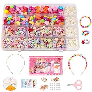 DIY Kralen Set voor Kinderen,500 Stks Kraal String Maken Set, DIY Sieraden ketting Armband Maken Kit,Kunst Ambacht…
