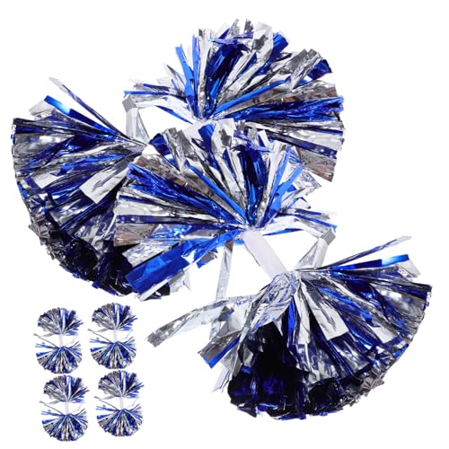 SUPVOX 6Pcs Cheer Pom Poms with Handle Durable Cheerleading Props for Team Spirit Bright Colors for Indoor and Outdoor Performance for Cheerleaders and Dance Routines