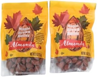 Maple Brown Butter Almonds, Roasted with Confectionery Coating, 8 oz (2 bags (2x8oz, Maple Brown Sugar)