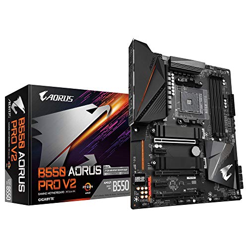 Image of GIGABYTE AMD B550 AORUS PRO V2 Motherboard with 12+2 Phases Digital Twin Power Design, Fins-Array Heatsink Type-C Dual PCIe 4.0 /3.0 x4 M.2 with Dual Thermal Guards, Front and Rear USB