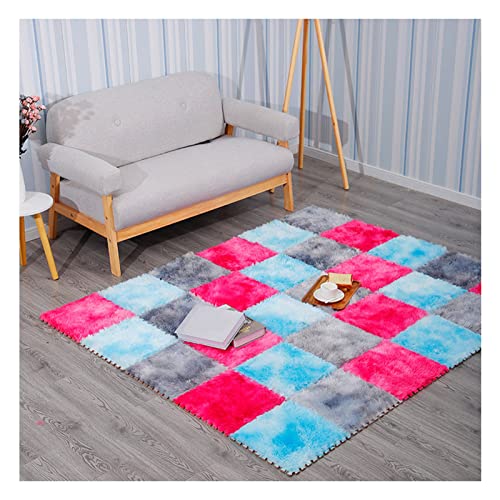 12 X 12 Inch Interlocking Carpet Tiles, 12 Pieces EVA Foam Mats, Soft Fluffy Long Plush Area Rugs Mat, Puzzle Play Mat For Living Room Bedroom(Size:30x30x1cm,Color:Color 3)
