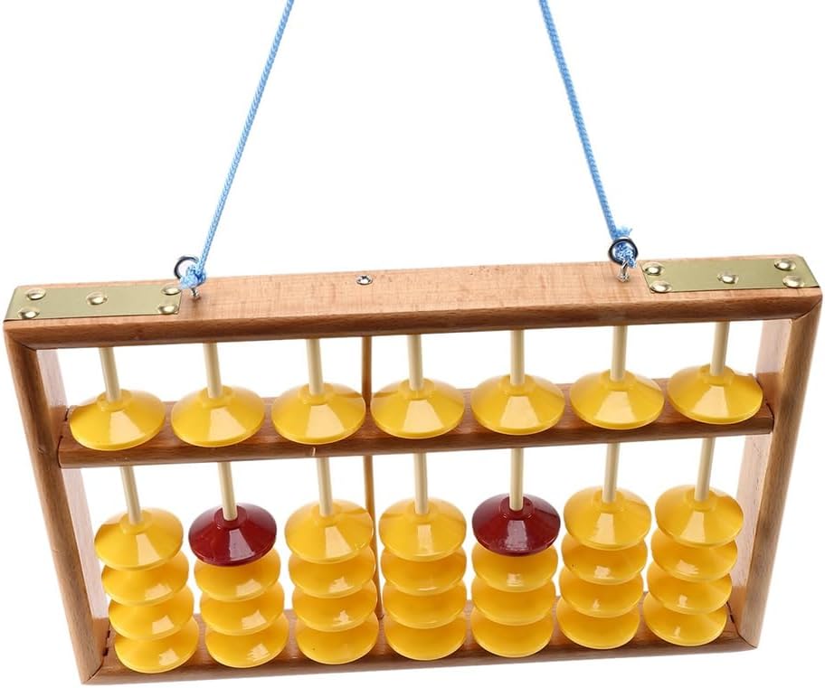 3X 7 Column Non-Slip Hanging Wooden Abacus Chinese Soroban Educational Tool Mathmetic Calculator for Student Teacher