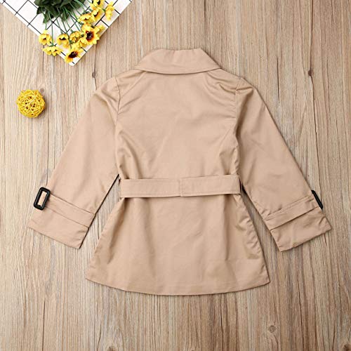 Vohawsa Toddler Baby Girl Boy British Trench Coat Kids Double Breasted Windbreaker Spring Fall Jacket Outerwear Khaki 2-7T (Khaki, 3-4T) #TOP6