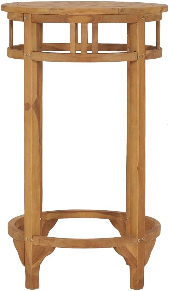 Solid Teak Wood Bar Table Compact Durable Round Indoor Outdoor Furniture for Patio Balcony Dining Room