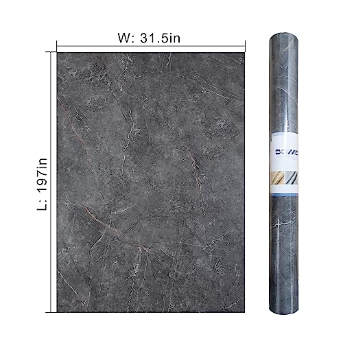Gray Marble Contact Paper Peel Stick Grey Glossy Thick Granite Marble Wallpaper for Countertop 31.5x197 inch Waterproof Self Adhesive Furniture Stickers Kitchen Counter Bathroom Wall Vinyl Decor by BOMENG - Used condition - Image 8