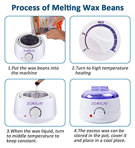 Harte Wachsbohnen Waxing Perlen, Wachs Haarentfernung 400g Wachsperlen & 10 Stück Applikator Sticks, Waxing Kit für Bikinizone Augenbrauen Brasilianisch, Schmerzlos zu Hause für Damen Herren (4x100g)