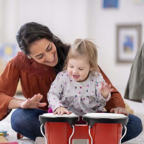 Soulmate Bongo Drums 4” And 5” Set For Kids Beginners Adults Transparent Percussion Bongos Drum With Tuning Wrench,Natural Finish(Red Bongos) #TOP6